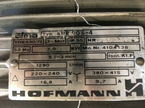 Motor electric motor drive control page Hofmann GTE 2500 / BTE 2500