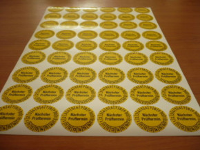 54 UVV Inspection stickers for work platforms lifting platforms year 2013-2018